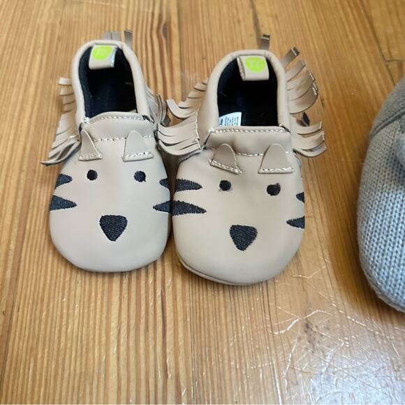 Winter crib shoes animal mocassins SET of 3 SIZE 6-12M - Picture 5 of 6